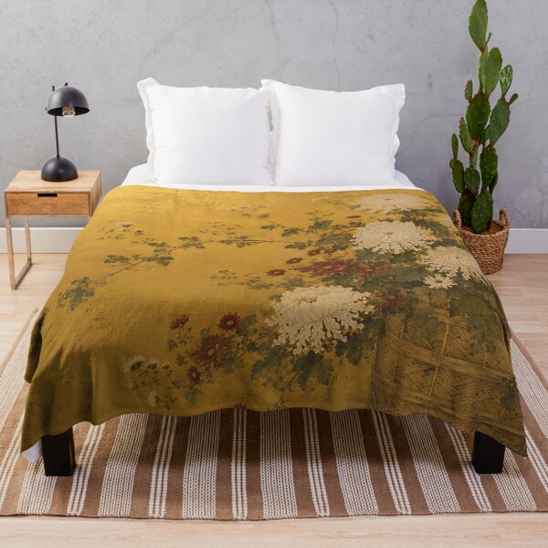Item preview, Vintage Japanese Gold Leaf Chrysanthemum Painting Print designed and sold by artswag.