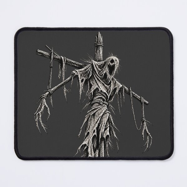 Item preview, The Hollow Scarecrow Dark Horror Scratchboard Art designed and sold by Ashen Threads Studio.