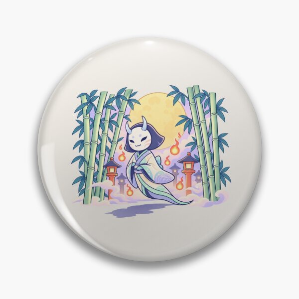Item preview, Kawaii Japanese Oni | Yokai Moon Bamboo Lantern Fantasy Art designed and sold by MrDev.