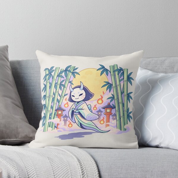 Item preview, Kawaii Japanese Oni | Yokai Moon Bamboo Lantern Fantasy Art designed and sold by MrDev.