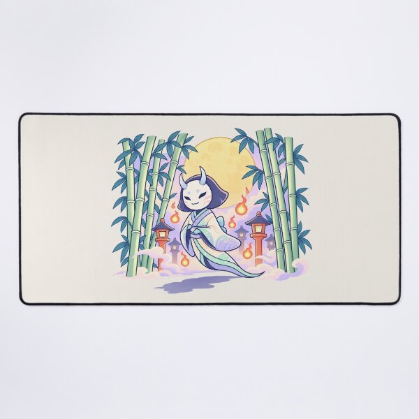 Item preview, Kawaii Japanese Oni | Yokai Moon Bamboo Lantern Fantasy Art designed and sold by MrDev.