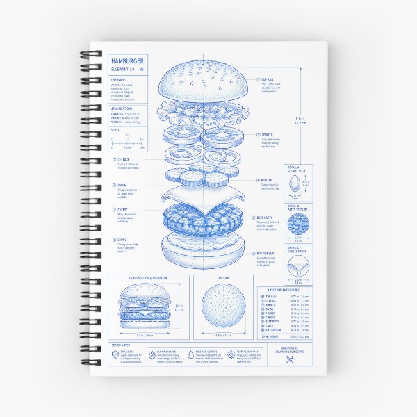 Item preview, THE CLASSIC HAMBURGER BLUEPRINT DESIGN 3 designed and sold by DigitalandPhoto.