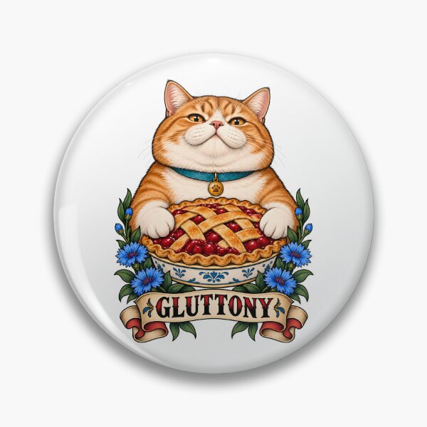 Item preview, Gluttony Seven Deadly Sins Chubby Orange Cat Pie  designed and sold by Old's Cool Cat Studio.