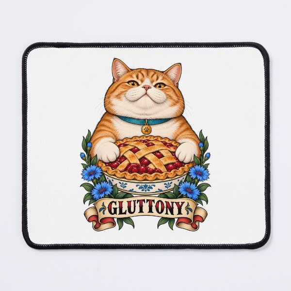 Item preview, Gluttony Seven Deadly Sins Chubby Orange Cat Pie designed and sold by Old's Cool Cat Studio.