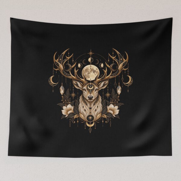 Item preview, Boho Celestial Sacred Gold Stag Stag Deer Art designed and sold by BohoMysticArt.