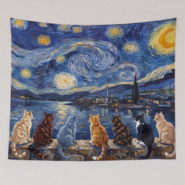 Item preview, Cats Beneath the Starry Night designed and sold by graficsfx.