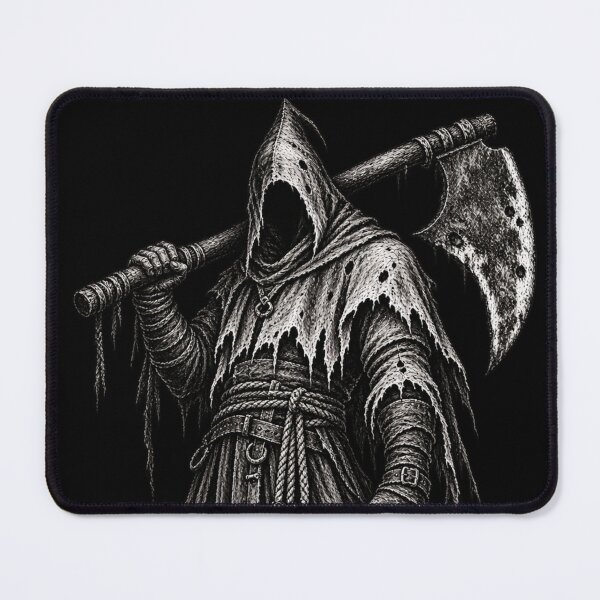 Item preview, The Executioner Dark Horror Scratchboard Art designed and sold by Ashen Threads Studio.