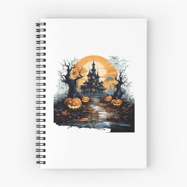 Item preview, Spooky Haunted House with Glowing Jack-o'-Lanterns Under Full Moon designed and sold by interdesigner.