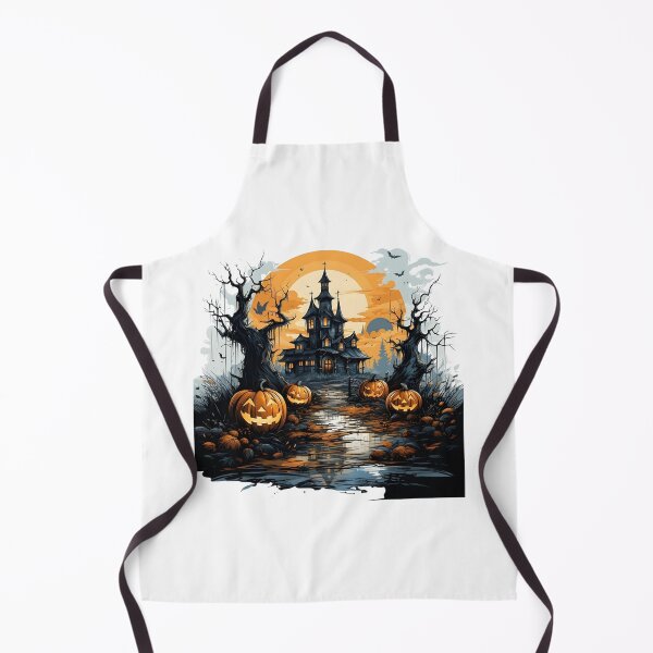 Item preview, Spooky Haunted House with Glowing Jack-o'-Lanterns Under Full Moon designed and sold by interdesigner.