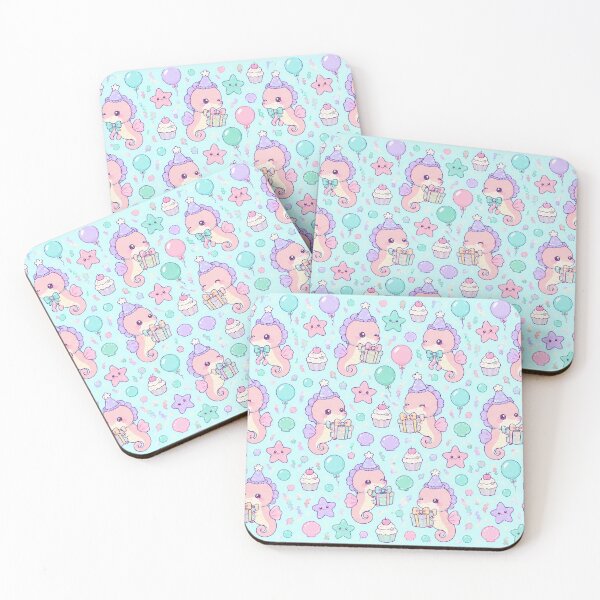 Item preview, Kawaii Birthday Baby Seahorse Pastel Pattern designed and sold by Soft Berry Studio.