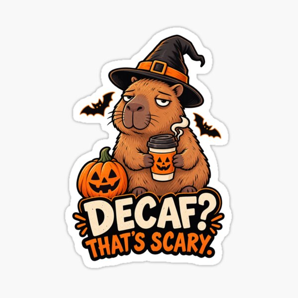 Item preview, Capybara Witch Decaf Coffee Scary Halloween Meme designed and sold by G-A-D-U.