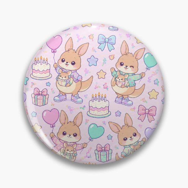 Item preview, Kawaii Birthday Baby Kangaroo Pastel Pattern designed and sold by Soft Berry Studio.