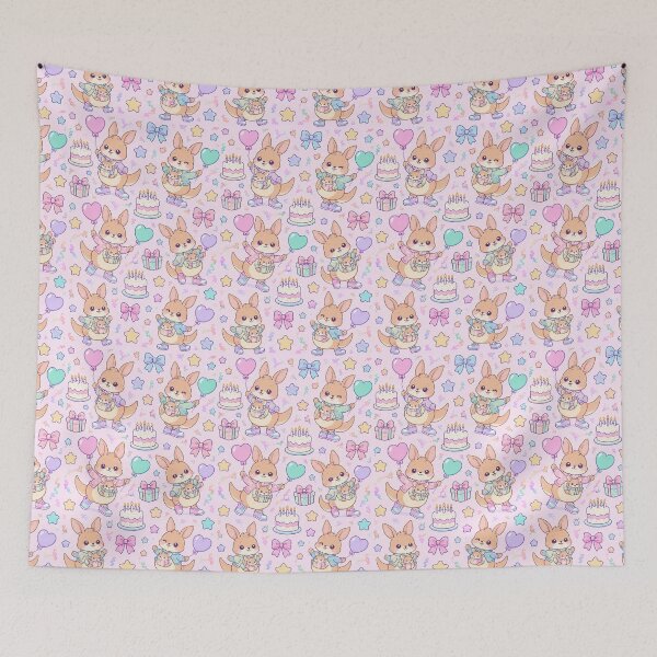 Item preview, Kawaii Birthday Baby Kangaroo Pastel Pattern designed and sold by Soft Berry Studio.