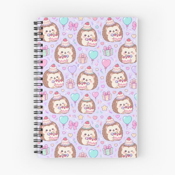 Item preview, Kawaii Birthday Baby Hedgehog Cake Pastel Pattern designed and sold by Soft Berry Studio.