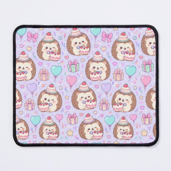 Item preview, Kawaii Birthday Baby Hedgehog Cake Pastel Pattern designed and sold by Soft Berry Studio.