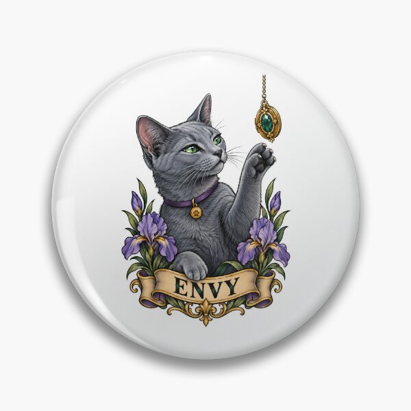 Item preview, Envy Seven Deadly Sins Gray Cat Emerald Pendant  designed and sold by Old's Cool Cat Studio.