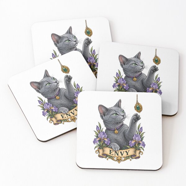 Item preview, Envy Seven Deadly Sins Gray Cat Emerald Pendant  designed and sold by Old's Cool Cat Studio.