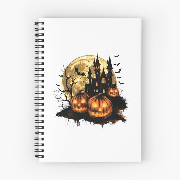 Item preview, Spooky Haunted Castle under Full Moon with Glowing Jack-o'-Lanterns designed and sold by interdesigner.