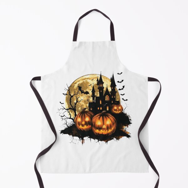 Item preview, Spooky Haunted Castle under Full Moon with Glowing Jack-o'-Lanterns designed and sold by interdesigner.
