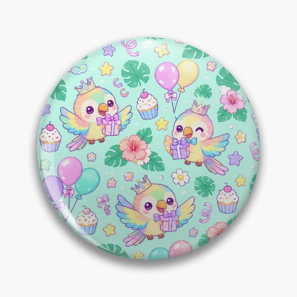 Item preview, Kawaii Birthday Baby Parrot Pastel Pattern designed and sold by Soft Berry Studio.