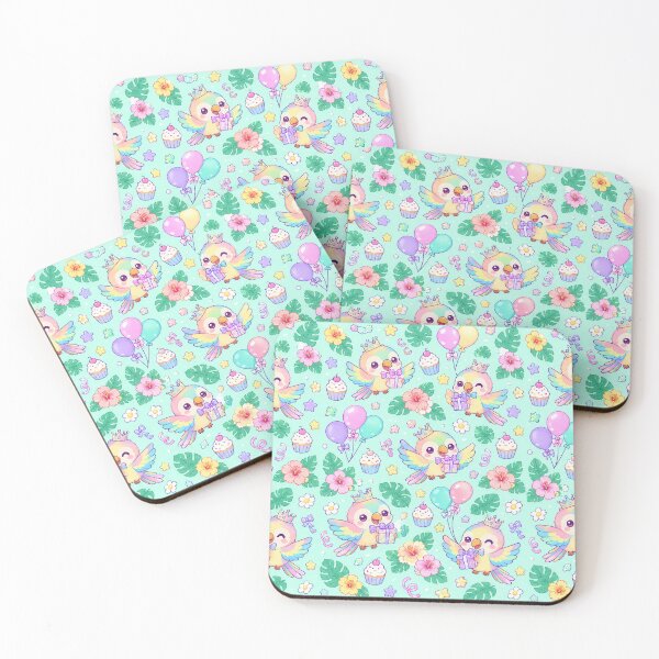 Item preview, Kawaii Birthday Baby Parrot Pastel Pattern designed and sold by Soft Berry Studio.