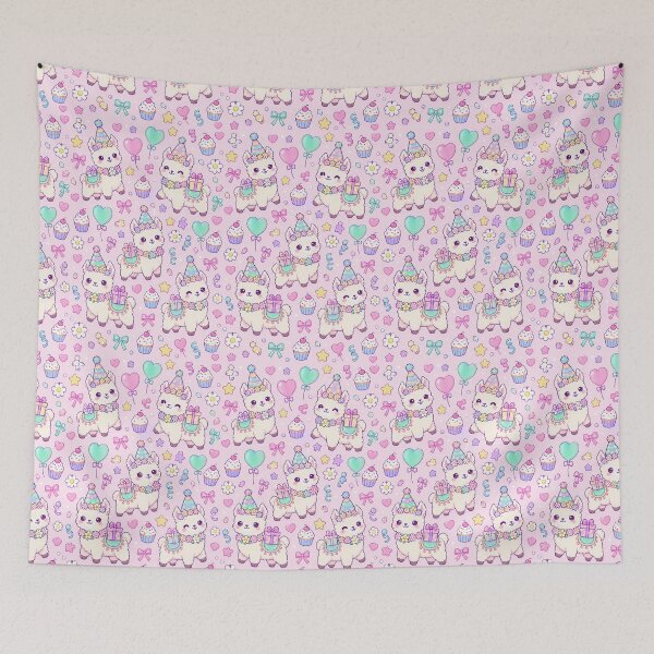 Item preview, Kawaii Birthday Baby Llama Pastel Pattern designed and sold by Soft Berry Studio.