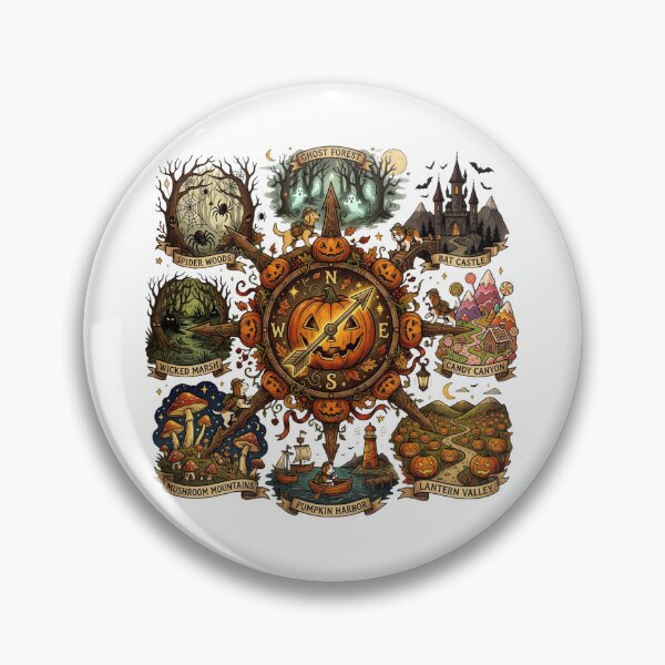 Item preview, Spooky Halloween Adventure Map with Pumpkin Compass Rose designed and sold by interdesigner.