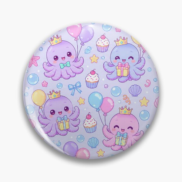 Item preview, Kawaii Birthday Baby Octopus Pastel Pattern designed and sold by Soft Berry Studio.