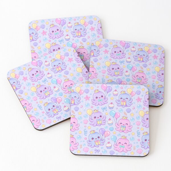 Item preview, Kawaii Birthday Baby Octopus Pastel Pattern designed and sold by Soft Berry Studio.