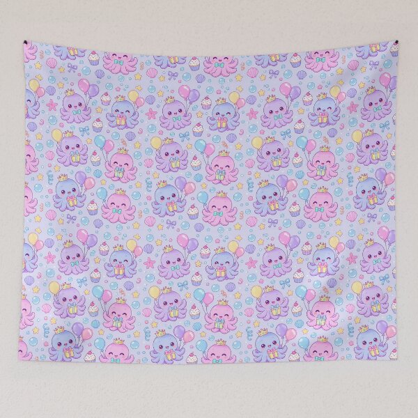 Item preview, Kawaii Birthday Baby Octopus Pastel Pattern designed and sold by Soft Berry Studio.