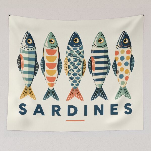 Item preview, Colorful sardine patterns designed and sold by anytka.