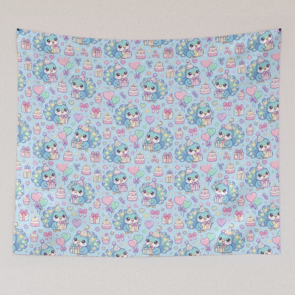 Item preview, Kawaii Birthday Baby Peacock Pastel Pattern designed and sold by Soft Berry Studio.