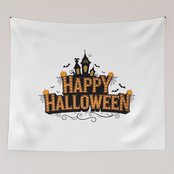 Item preview, Vintage Marquee Light Happy Halloween Sign with Haunted House designed and sold by interdesigner.