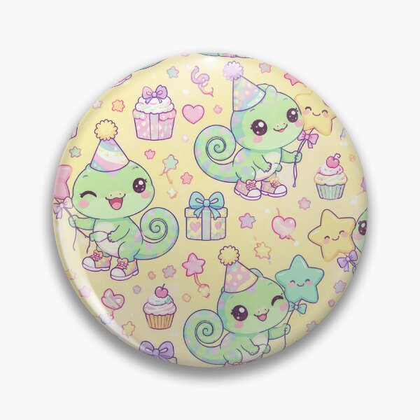 Item preview, Kawaii Birthday Baby Chameleon Pastel Pattern designed and sold by Soft Berry Studio.