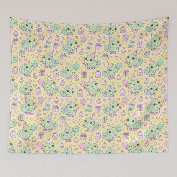 Item preview, Kawaii Birthday Baby Chameleon Pastel Pattern designed and sold by Soft Berry Studio.