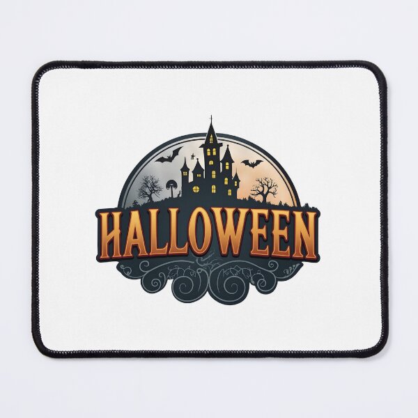 Item preview, Spooky Halloween Emblem with Haunted Castle and Flying Bats designed and sold by interdesigner.