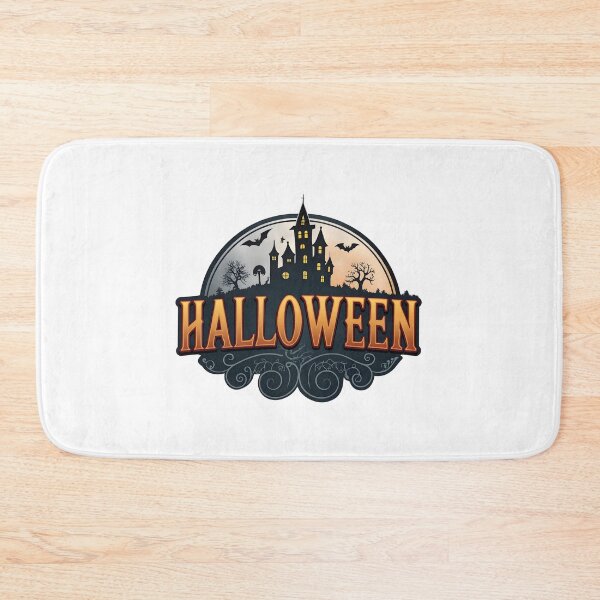 Item preview, Spooky Halloween Emblem with Haunted Castle and Flying Bats designed and sold by interdesigner.