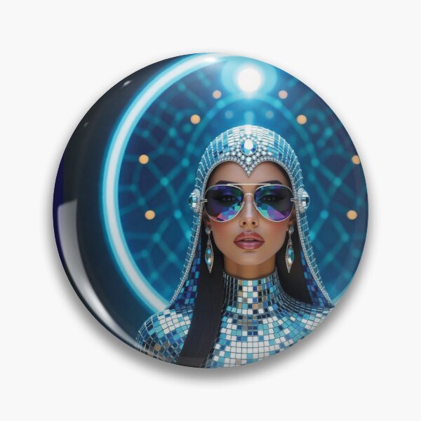 Item preview, Futuristic Middle Eastern Woman in Mosaic Headdress variation 2 designed and sold by Lucia Amaris Art.