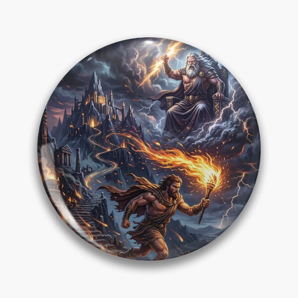 Item preview, Prometheus Stealing Fire from Zeus in Mount Olympus designed and sold by Lucid Dream Pixel.