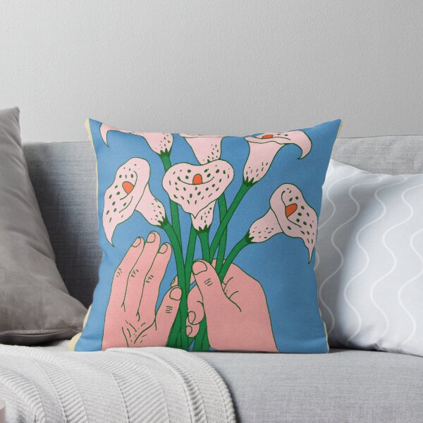Item preview, Hands Holding White Calla Lilies Retro Floral Illustration designed and sold by CreativeLarysa.