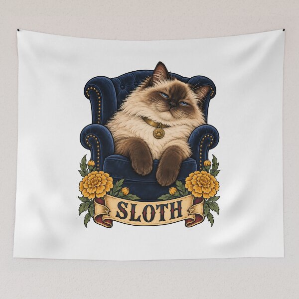 Item preview, Sloth Seven Deadly Sins Ragdoll Cat Armchair designed and sold by Old's Cool Cat Studio.