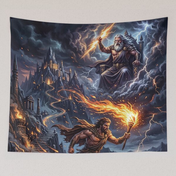 Item preview, Prometheus Stealing Fire from Zeus in Mount Olympus designed and sold by Lucid Dream Pixel.