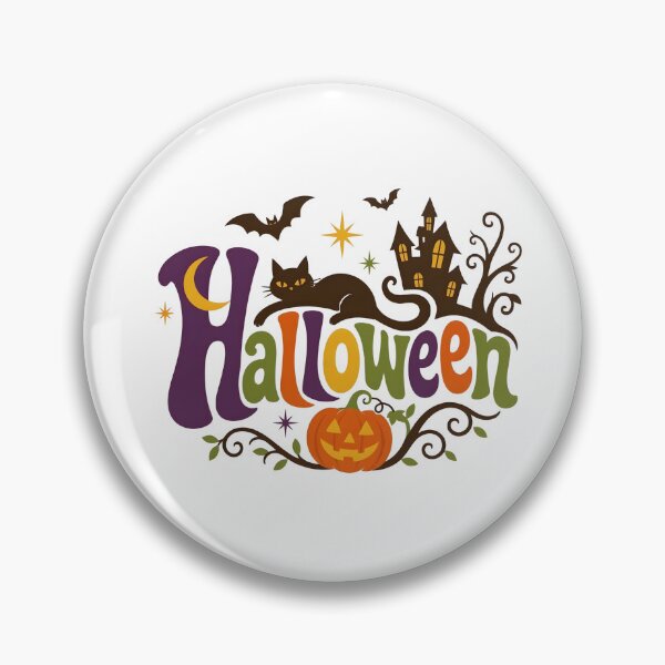Item preview, Spooky Halloween Emblem with Haunted Castle and Flying Bats designed and sold by interdesigner.