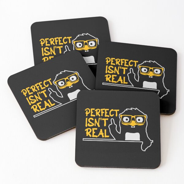 Item preview, Perfect isn't real Penguin Nerd Geek Inspirational Slogan designed and sold by shirt-o-mat.