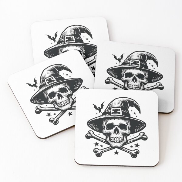 Item preview, Vintage Skull with Witch Hat and Crossbones Line Art designed and sold by interdesigner.