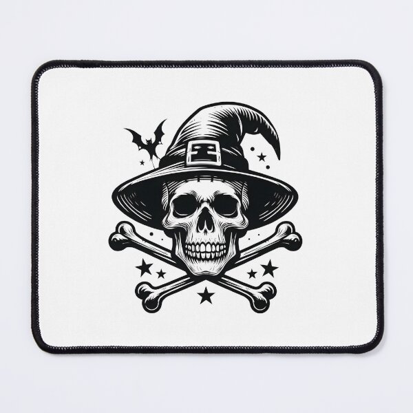 Item preview, Vintage Skull with Witch Hat and Crossbones Line Art designed and sold by interdesigner.
