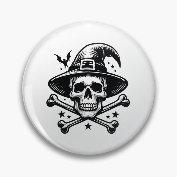 Item preview, Vintage Skull with Witch Hat and Crossbones Line Art designed and sold by interdesigner.