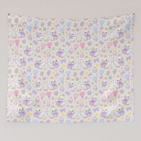 Item preview, Kawaii Birthday Baby Swan Pastel Pattern designed and sold by Soft Berry Studio.