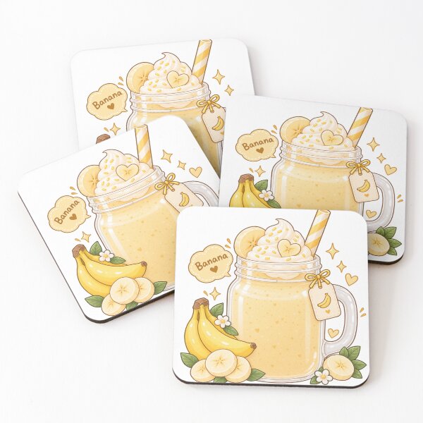 Item preview, Cute Banana Smoothie Jar – Kawaii Yellow Fruit Drink designed and sold by Kiralemon.