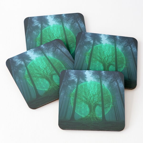 Item preview, Glowing Emerald Tree Portal in Misty Pine Forest designed and sold by monkeybusiness.pt.
